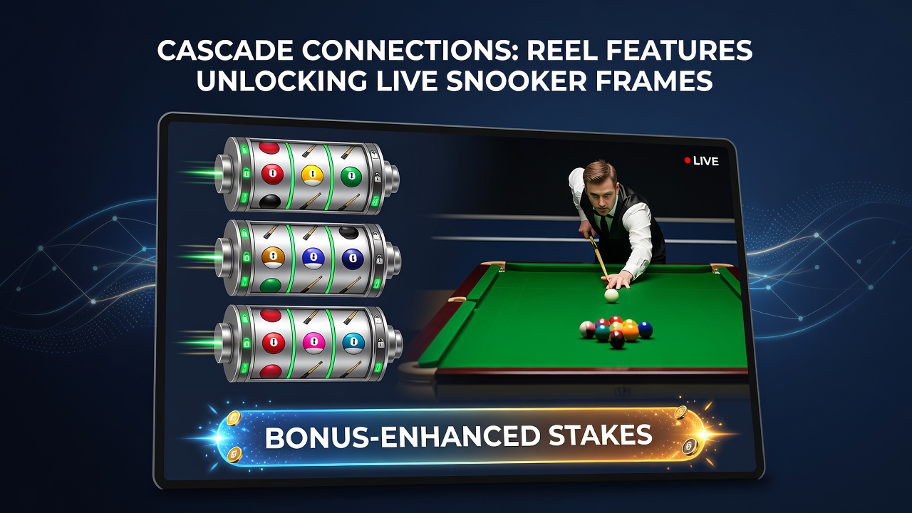 Live snooker table view with overlaid bonus stake meter showing cascade-derived multiplier