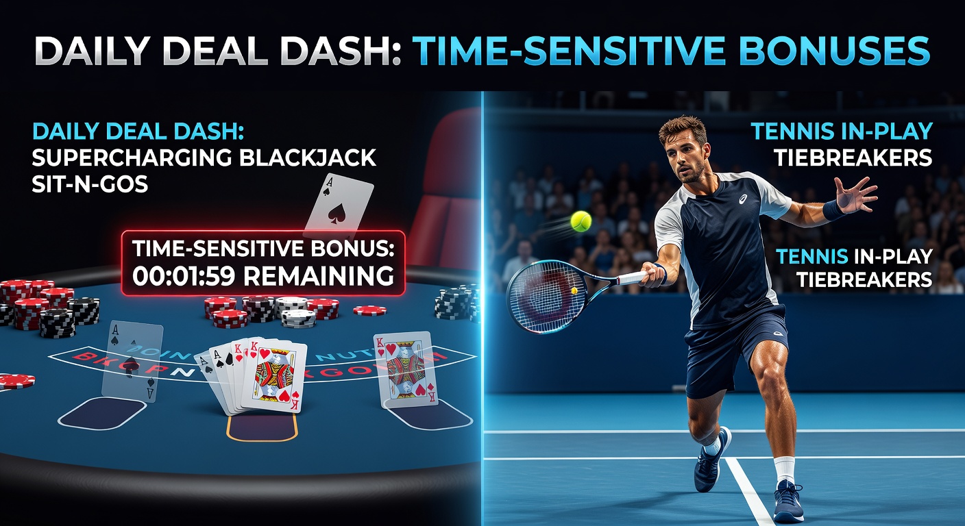 Live tennis match screenshot with in-play betting options highlighted on tiebreaks, overlaid with a ticking bonus timer