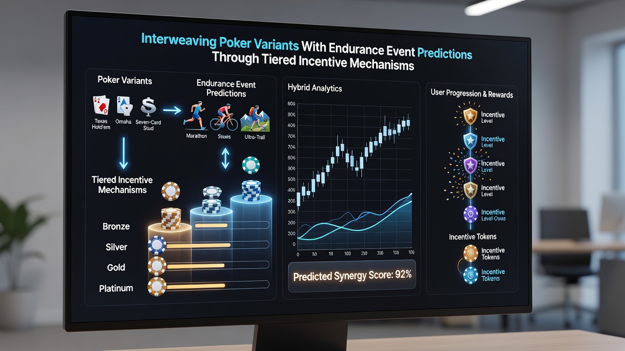 Dashboard screenshot showing tier progression bars alongside poker tables and endurance event timelines