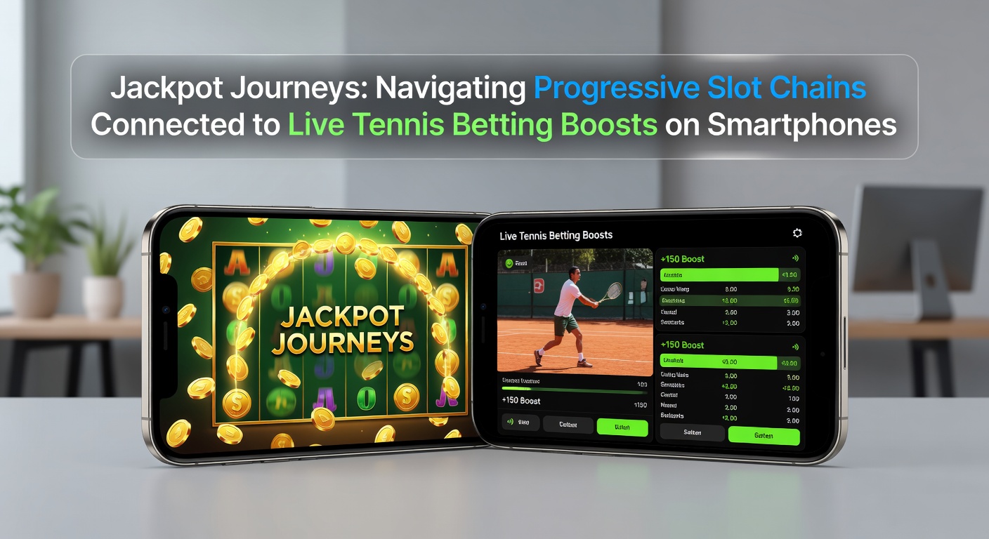 Smartphone displaying a progressive slot machine jackpot chain alongside live tennis match odds and betting boosts