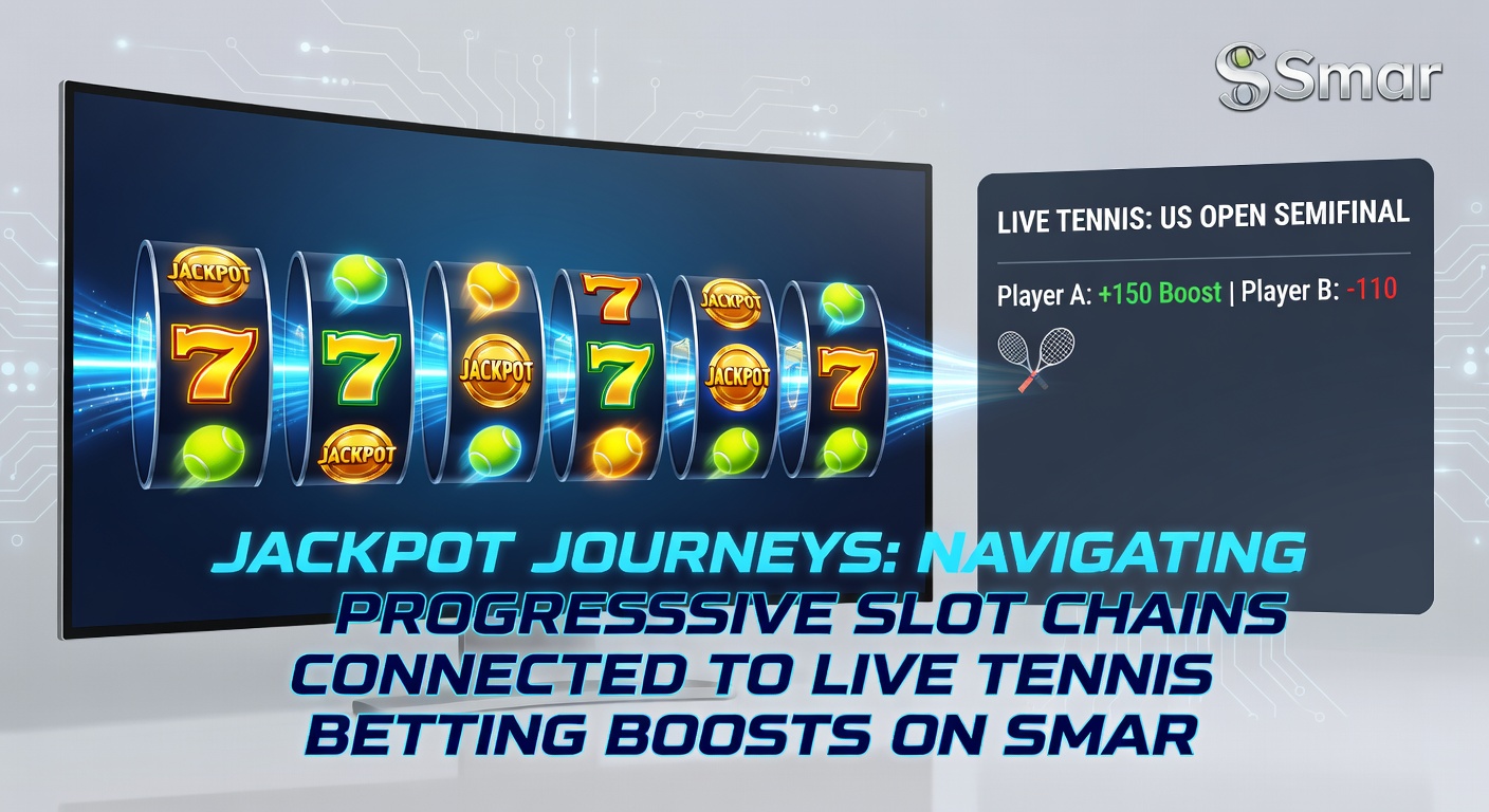 Close-up of mobile app interface chaining progressive jackpot slots to tennis betting promotions with boost icons