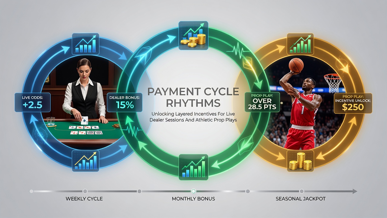 Mobile screen showing layered bonus indicators during a live dealer session and sports prop selection